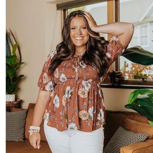 Smocked floral blouse